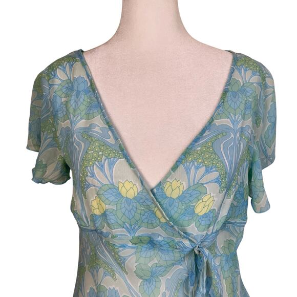 H&M Vtg Y2K Coquette Fairy Babydoll Top w Tie Sheer Flutter Sleeves Flowy Hem - Picture 3 of 16